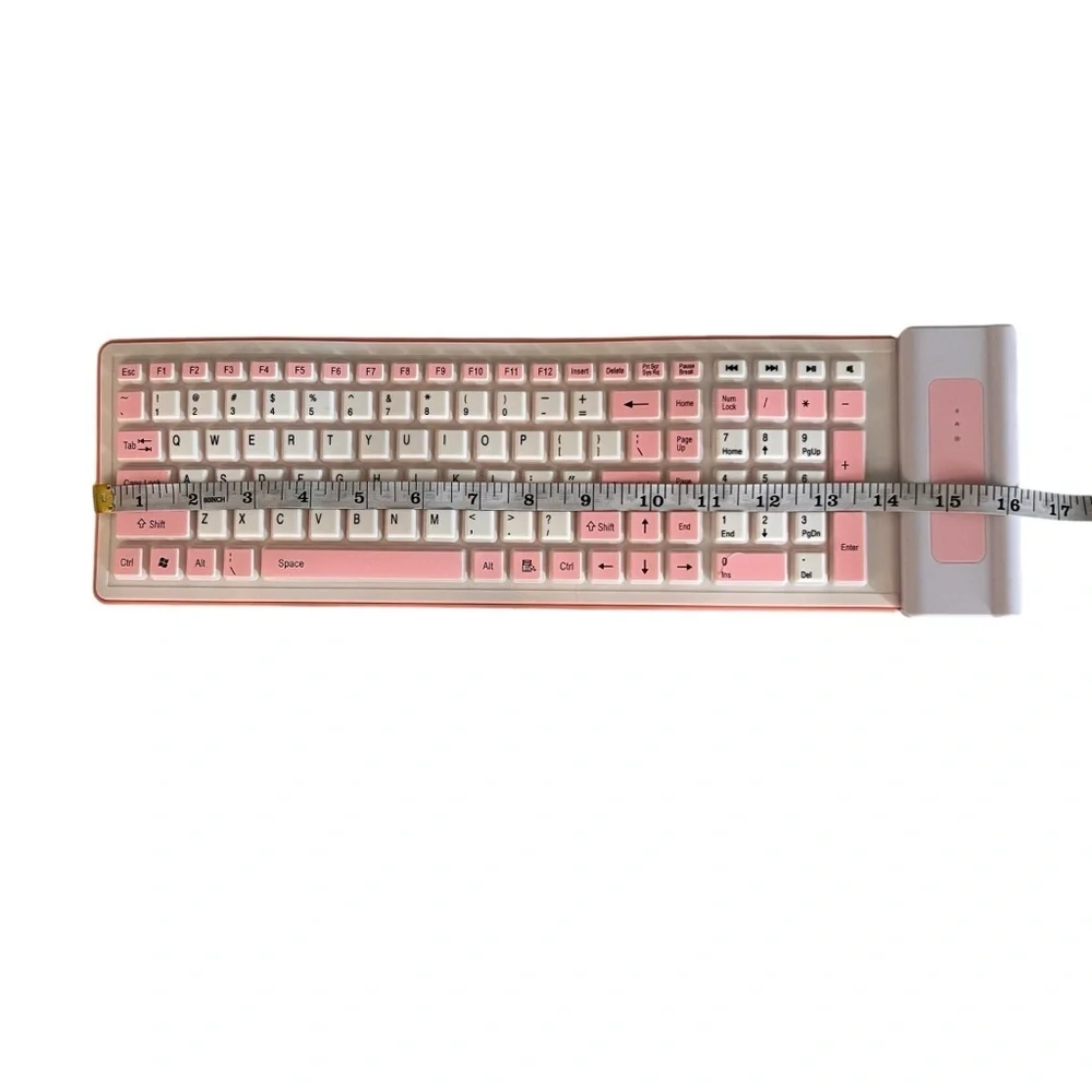 Wireless Pink and White Slim Keyboard with Numeric Keypad